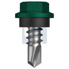 Hobsons - #8-18 x 12 Cottage Green (Permanent) -Cl4 As3566 Metal Sds Hex Head + Washer | Q273-Cg (Pack Of 1000)