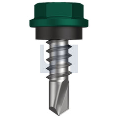 Hobsons - #10-16 x 16 COTTAGE GREEN (PERMANENT) -CL4 AS3566 METAL SDS HEX HEAD + WASHER | Q275-CG (Pack of 1000)