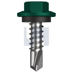 Hobsons - #12-14 x 20 - Cottage Green - Metal SDS Hex Head + Washer - Class 4 | TCGM4SH1214020