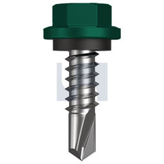 Hobsons - #14-14 x 22 - Cottage Green - Metal SDS Hex Head + Washer - Class 4 | TCGM4SH1414022