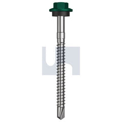 Hobsons - #12-14 x 65 - Cottage Green - + Scratchguard Metal SDS Hex Head + Washer - Class 4 | TCGM4SS1214065