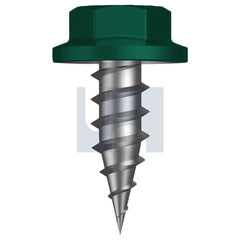Hobsons - #8-15 x 12 - Cottage Green - Needle Pt SDS Flanged Hex - Class 4 - Qty 1000 | TCGN4FH0815012