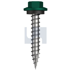 Hobsons - #12-11 x 35 COTTAGE GREEN (PERMANENT) -CL4 AS3566 TYPE 17 HEX HEAD + WASHER | Q602-CG (Pack of 1000)