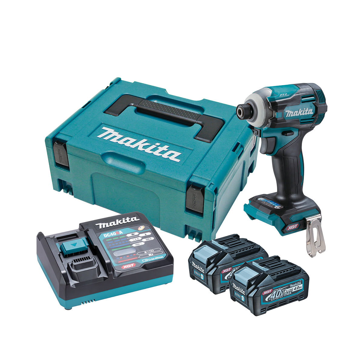 Makita Tools - 40V Max Brushless Impact Driver - Includes 2 x 4.0Ah Batteries Single Port Rapid Charger & Makpac Case Type 2 | TD001GM201