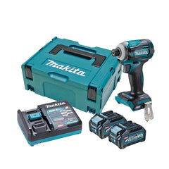 Makita Tools - 40V Max Brushless Impact Driver - Includes 2 x 4.0Ah Batteries Single Port Rapid Charger & Makpac Case Type 2 | TD001GM201
