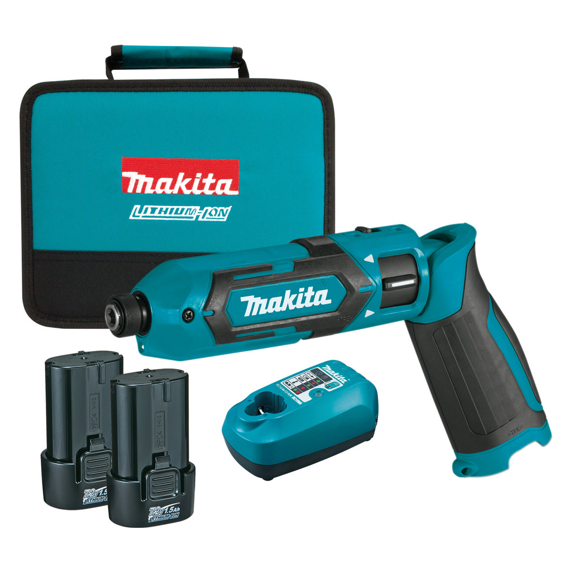 Makita Tools - 7.2V Pen Impact Driver Kit - Includes 2 x 1.5Ah Batteries Charger & Carry Bag | TD022DSE