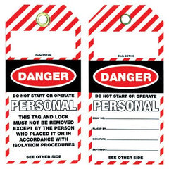 Uniform Safety Signs - 75x145mm - Tear Proof Tag - Pkt of 25 - Danger Personal | TDT108TP
