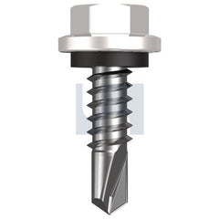 Hobsons - #14-14 x 22 - Dover White - Metal SDS Hex Head + Washer - Class 4 | TDWM4SH1414022