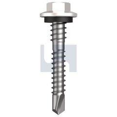 Hobsons - #12-14 x 37 - Dover White - Metal SDS Hex + Washer + Xgrip - Class 4 | TDWM4XH1214037