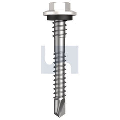 Hobsons - #12-14 x 43 - Dover White - Metal SDS Hex + Washer + Xgrip - Class 4 | TDWM4XH1214043