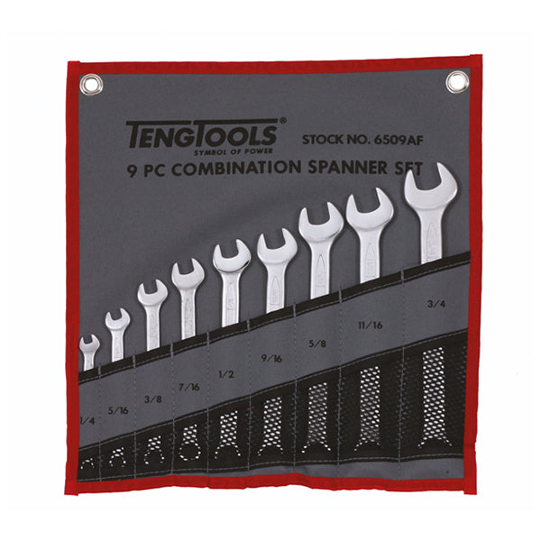 ITM - TENG COMBINATION SPANNER SET W/WALLET, AF, 9PCE, 1/4" - 3/4" | TE-6509AF