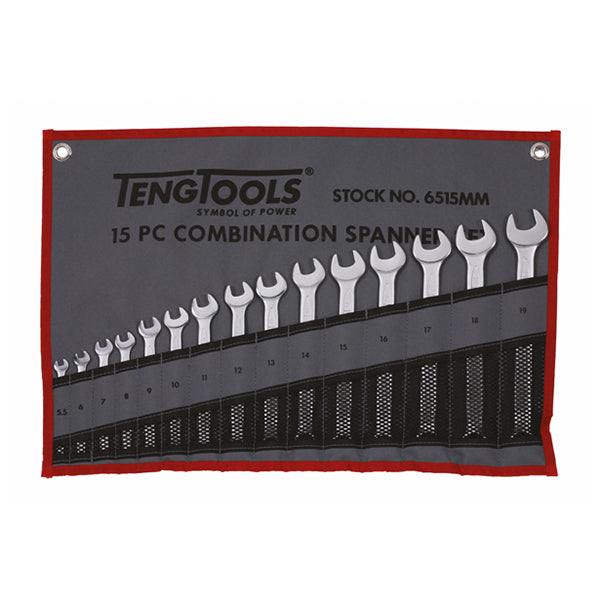 ITM - TENG COMBINATION SPANNER SET W/WALLET, METRIC, 15PCE, 5.5MM-19MM | TE-6515MM