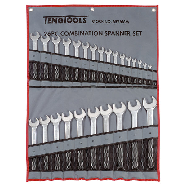 ITM - TENG COMBINATION SPANNER SET W/WALLET, METRIC, 26PCE, 6-32MM | TE-6526MM