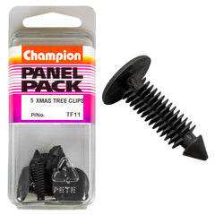 Champion - Xmas Tree Clips - Colour: Black - Length: 27mm - Stem Dia: 7.6mm - Hole: 4.6mm - Head: 20.4mm | TF11