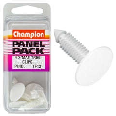Champion - Xmas Tree Clips - Colour: White - Length: 27mm - Stem Dia: 7.6mm - Head: 20.4mm | TF13