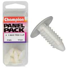 Champion - Xmas Tree Clips - Colour: White - Length: 20mm - Stem Dia: 8mm - Head: 17.5mm | TF201