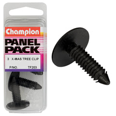 Champion - Xmas Tree Clips - Colour: Black - Length: 29mm - Stem Dia: 8mm - Head: 22mm | TF203