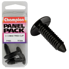 Champion - Xmas Tree Clips - Colour: Black - Length: 26mm - Stem Dia: 8mm - Head: 17.5mm | TF204