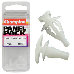 Champion - Weather Seal Clips - Colour: Clear - Length: 10mm - Head: 5 x 15mm | TF236