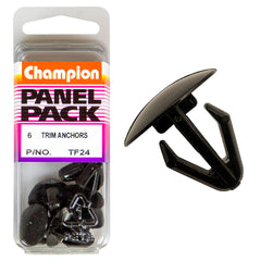 Champion - Trim Anchors - Colour: Black - Length: 15mm - Hole: 8mm - Head: 18mm | TF24