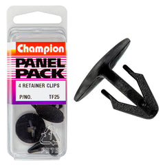 Champion - Retainer Clips - Colour: Black - Length: 18mm - Hole: 7mm - Head: 20mm | TF25