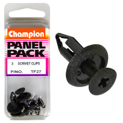 Champion - Scrivets - Colour: Black - Length: 18mm - Hole: 6mm - Head: 15mm | TF27