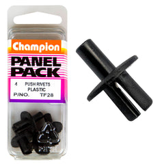 Champion - Push Rivets - Colour: Black - Length: 12mm - Hole: 7mm - Head: 16mm | TF28