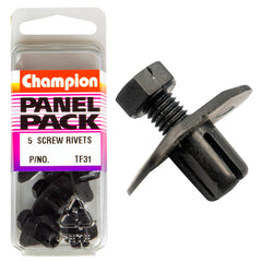 Champion - Push Rivets - Colour: Black - Length: 9mm - Hole: 8mm - Head: 14 x 22mm | TF31