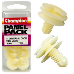 Champion - Door Panel Clips - Colour: White - Length: 12mm - Stem Dia: 8mm - Top Head: 17.4mm Bottom 19mm | TF39