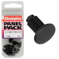 Champion - Xmas Tree Clips - Colour: Black - Length: 17.2mm - Stem Dia: 6.4mm - Head: 14mm | TF3