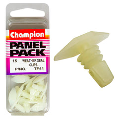 Champion - Weather Seal Clips - Colour: Clear - Length: 13mm - Stem Dia: 6mm - Head: 16 x 7mm | TF41