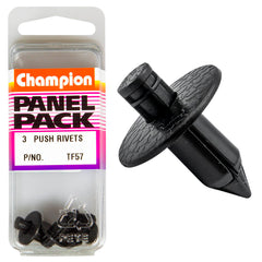 Champion - Push Rivets - Colour: Black - Length: 13mm - Hole: 6.3mm - Head: 15mm | TF57