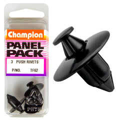 Champion - Push Rivets - Colour: Black - Length: 14mm - Hole: 8mm - Head: 20mm | TF62
