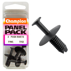 Champion - Push Rivets - Colour: Black - Length: 17mm - Hole: 6.3mm - Head: 20mm | TF63