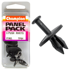 Champion - Push Rivets - Colour: Black - Length: 18mm - Hole: 10mm - Head: 25mm | TF64
