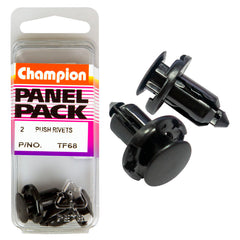 Champion - Push Rivets - Colour: Black - Length: 12mm - Hole: 9mm - Head: 18mm | TF68