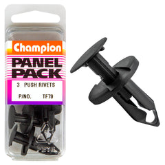 Champion - Push Rivets - Colour: Black - Length: 20mm - Hole: 8mm - Head: 20mm | TF70