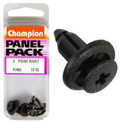 Champion - Push Rivets - Colour: Black - Length: 8mm - Hole: 6mm - Head: 14mm | TF75