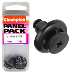 Champion - Push Rivets - Colour: Black - Length: 8mm - Hole: 7mm - Head: 20mm | TF81