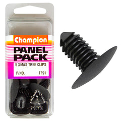 Champion - Xmas Tree Clips - Colour: Black - Length: 19mm - Stem Dia: 10mm - Head: 24mm | TF91