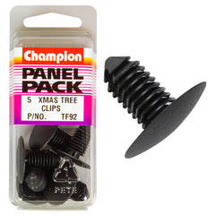 Champion - Xmas Tree Clips - Colour: Black - Length: 21mm - Stem Dia: 11mm - Hole: 10mm - Head: 25mm | TF92