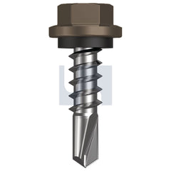 Hobsons - #14-10 x 25 Jasper (Sorrell) -Cl4 As3566 Metal Sds Hex Head + Washer | Q327-Ja (Pack Of 1000)