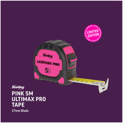 Sterling - PINK Ultimax Pro Tape Measure 5m - Limited Edition | TMFX5027P