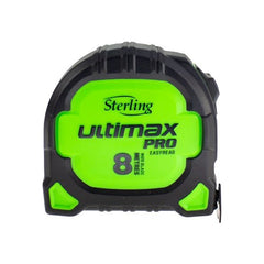 Sterling - 8m Ultimax Pro Tape Measure Easyread: Metric Steel Hook Non Magnetic | TMNXE8027