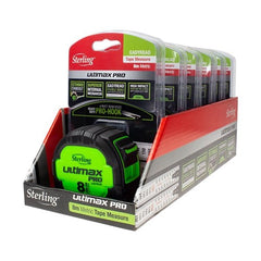 Sterling - 8m Ultimax Pro Tape Measure Easyread: Metric Steel Hook Non Magnetic | TMNXE8027