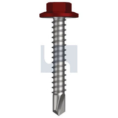 Hobsons - #12-14 x 35 - Manor Red (Scoria) - Metal SDS Flanged Hex Head - Class 3 | TMRM3FH1214035