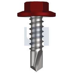 Hobsons - #12-14 x 20 - Manor Red (Scoria) - Metal SDS Flanged Hex Head - Class 4 | TMRM4FH1214020