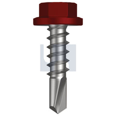 Hobsons - #14-10 x 25 - Manor Red (Scoria) - Metal SDS Flanged Hex Head - Class 4 - Qty 1000 | TMRM4FH1410025