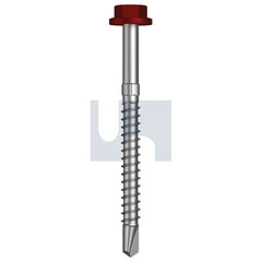 Hobsons - #14-10 x 75 - Manor Red (Scoria) - + Scratchguard Metal SDS Flg Hex Head - Class 4 - Qty 500 | TMRM4FS1410075