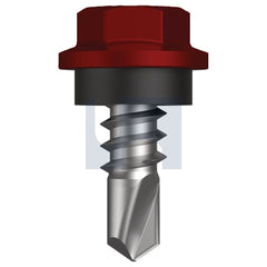 Hobsons - #8-18 x 12 Manor Red (Scoria) -Cl4 As3566 Metal Sds Hex Head + Washer | Q273-Mr (Pack Of 1000)